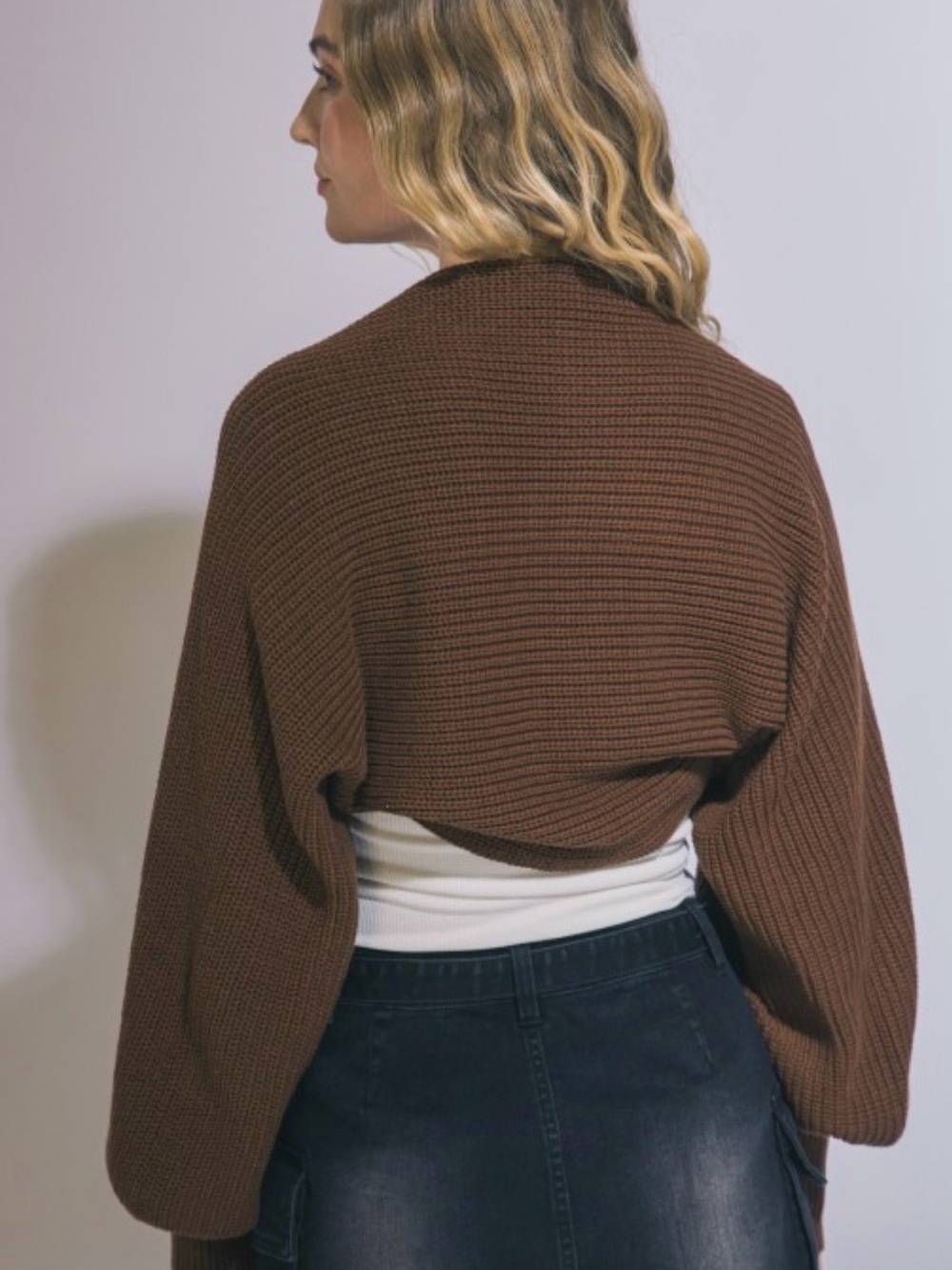 Knit Bolero Shrug Sweater coffee - Picture 9 of 9